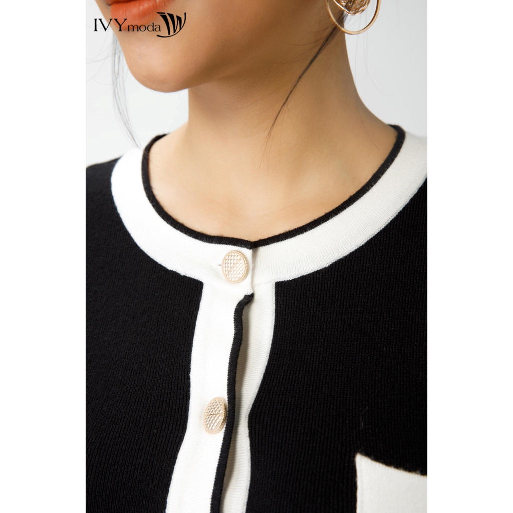 Áo khoác len nữ viền màu IVY moda MS 77B8867