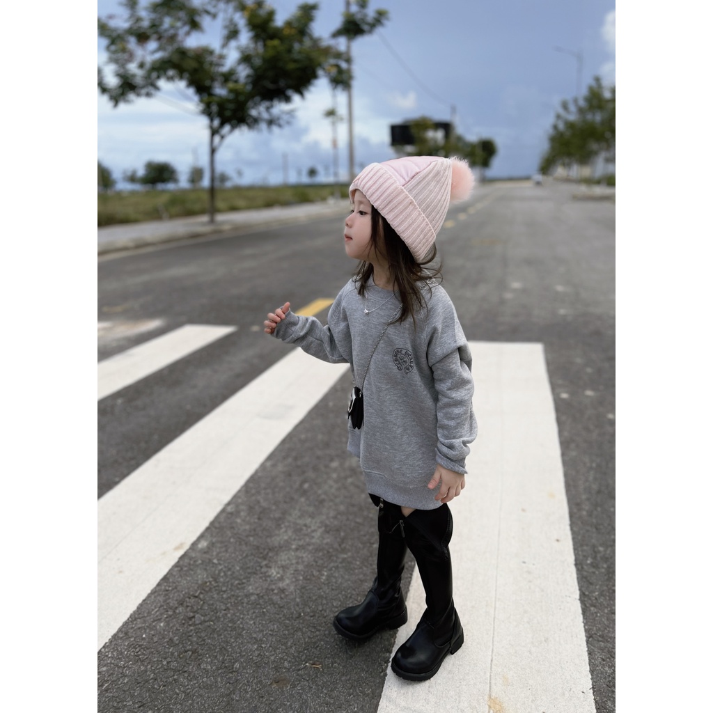 Áo nỉ cổ tròn chorme heart iconic 2019 cho bé , áo sweater trẻ em unisex , Kid_genZ