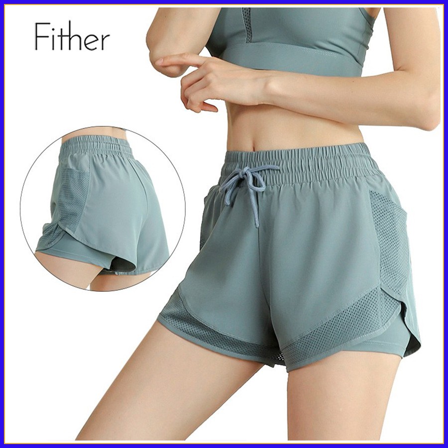 Fit.her Quần Short Thể Thao Dáng Rộng Lưng Cao Mỏng Nhẹ Nhanh Khô Thích Hợp Chạy Bộ Tập yoga Chạy Bộ Cho Nữ