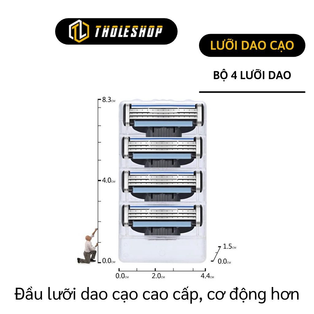 Bộ 4 Lưỡi Dao Cạo - Bộ Lưỡi Dao Cạo Râu 3 Lớp Cho Nam, Làm Sạch Nhanh Chóng 7375