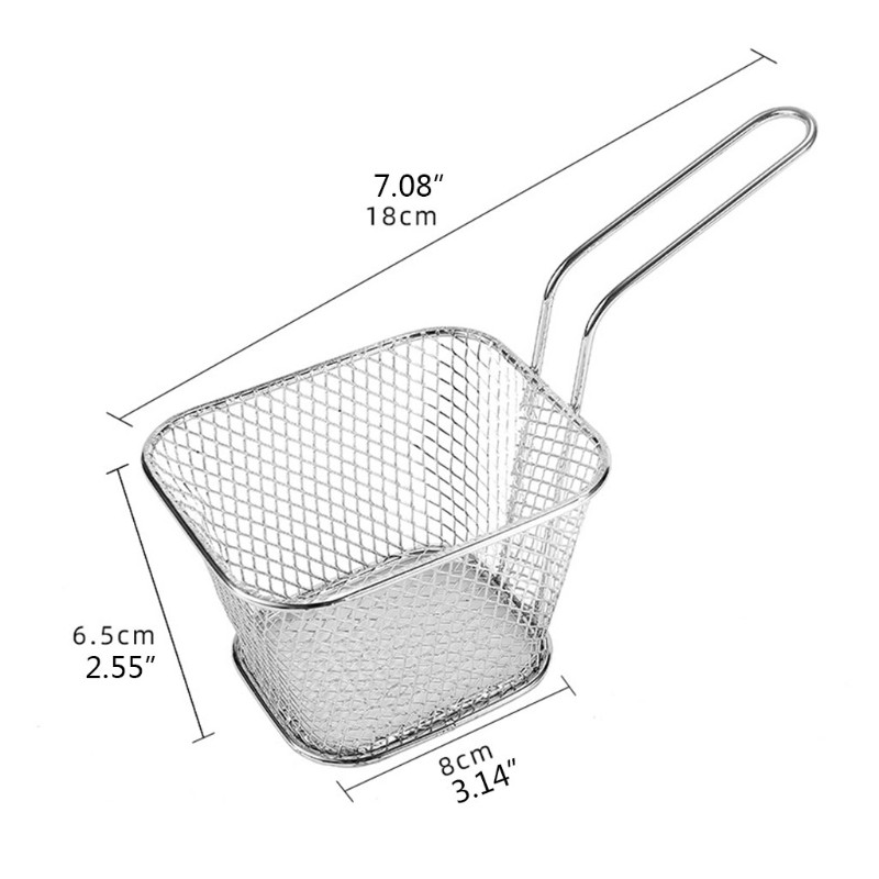 Rổ Inox Hình Chữ Nhật Chiên Khoai Tây Chiên Chuyên Nghiệp