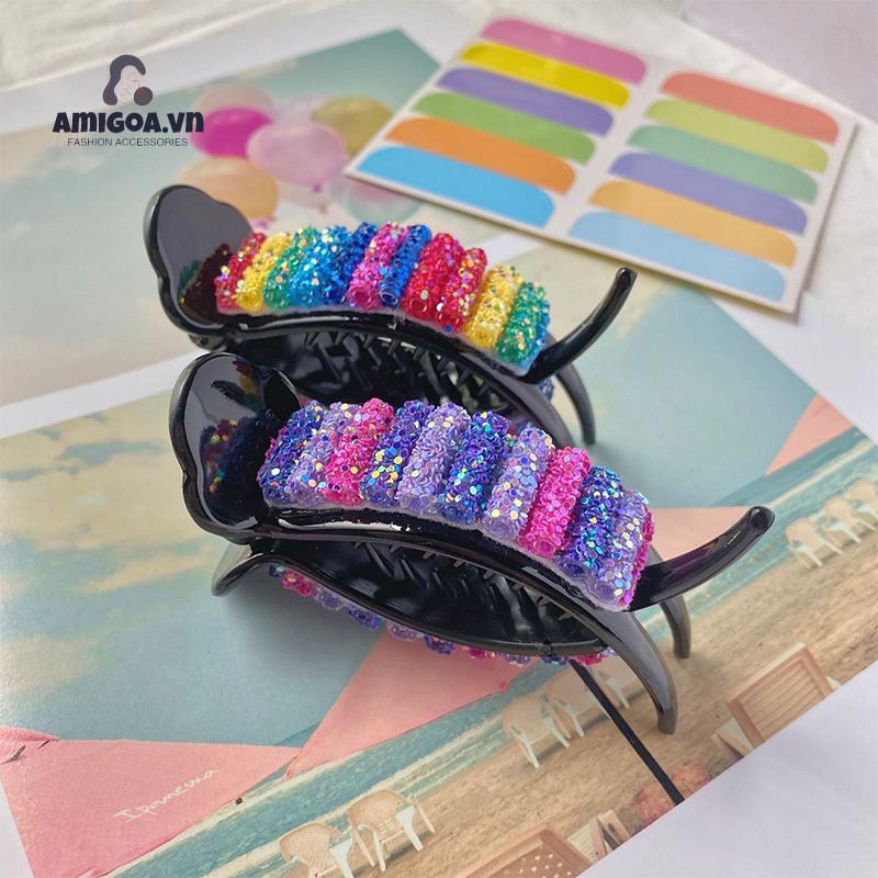 Kẹp Tóc Họa Tiết Cầu Vồng Dễ Thương Thời Trang Cho Nữ