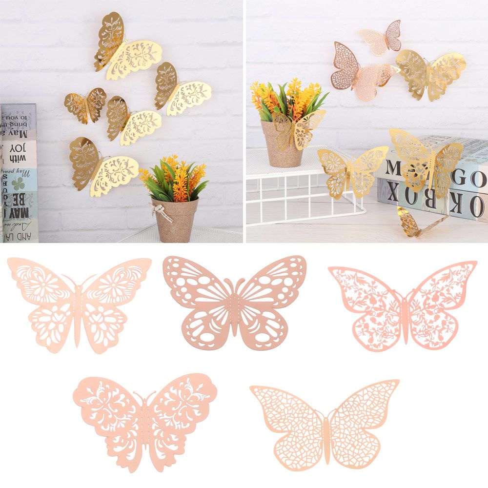 Set 12 Miếng Dán Tường Trang Trí Hình Bướm 3d Nhiều Màu Sắc