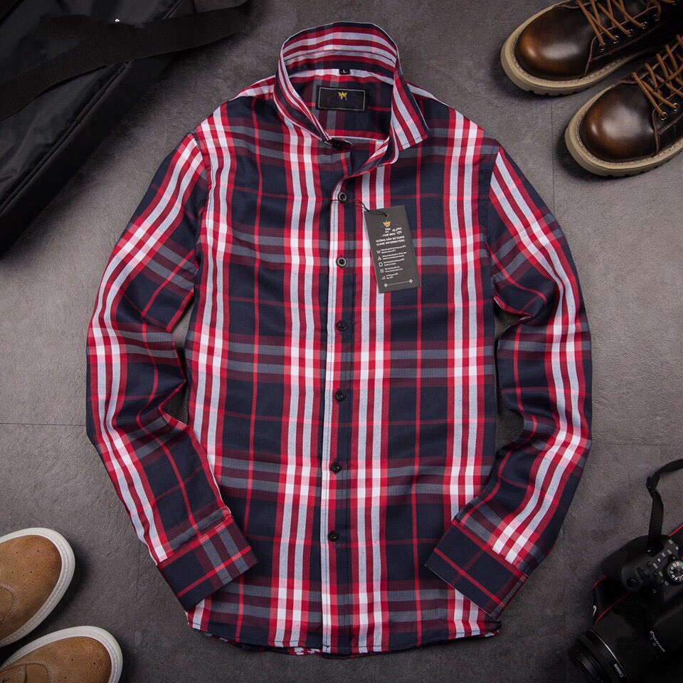 Áo sơ mi nam dài tay áo kiểu hàn quốc F8888 Kẻ BBR6689