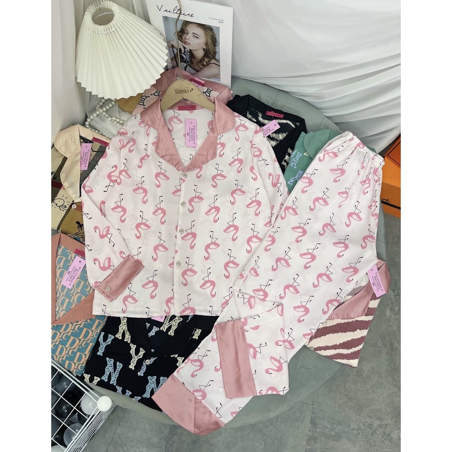 Đồ bộ pijama cổ bẻ truyền thống, bộ ngủ mặc nhà sau sinh dài chất lụa mago freesize | BigBuy360 - bigbuy360.vn