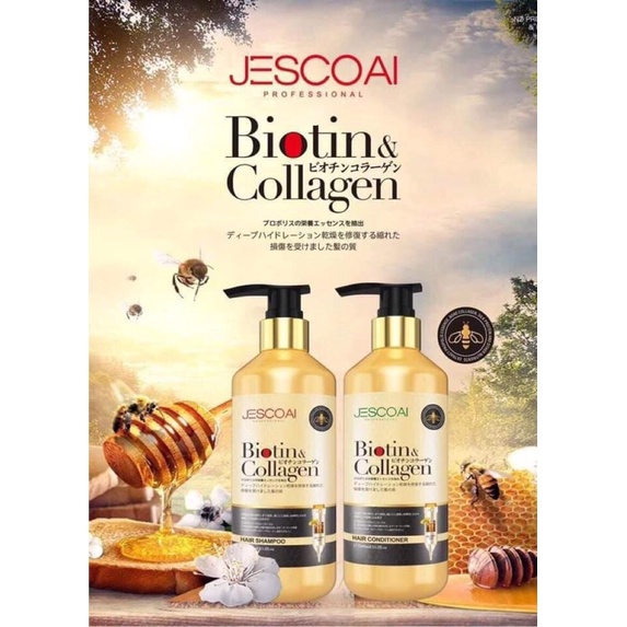 [Chính Hãng] Dầu Gội Xả Biotin collagen jescoal hương thơm nước hoa chống rụng tóc mọc tóc