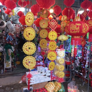 Dây liễn đồng tiền may mắn lớn dài ́60cm, 80cm và 100 cm trang trí tết mạ đẹp loại 1