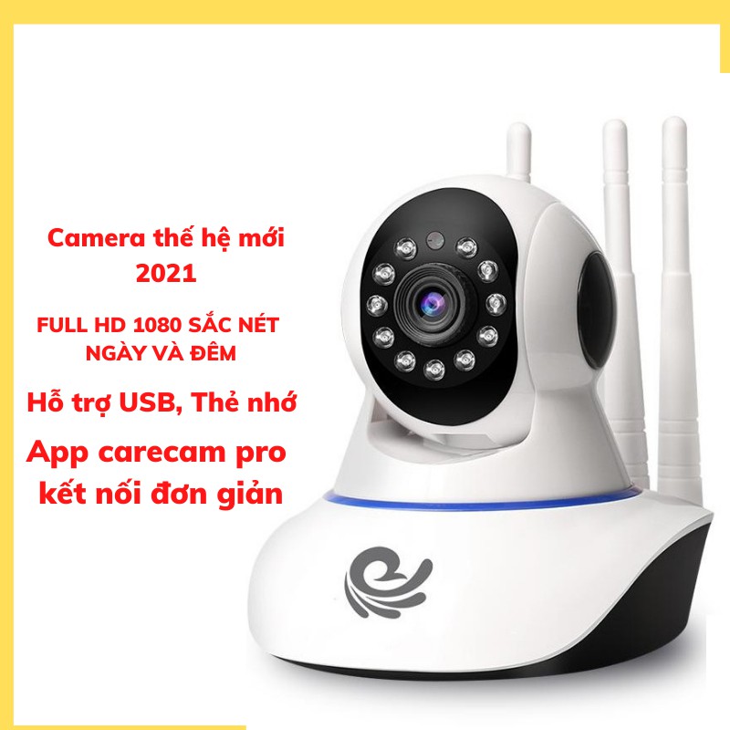 Camera Wifi An Ninh Trong Nhà CC1021, Camera Sử Dụng Phần Mềm Carecam Pro, Xoay Theo Chuyển Động