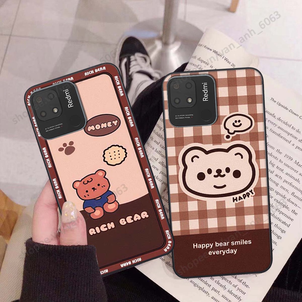 Ốp lưng Xiaomi Redmi 10C in hình hoa, gấu rich bear nghệ thuật, thời trang