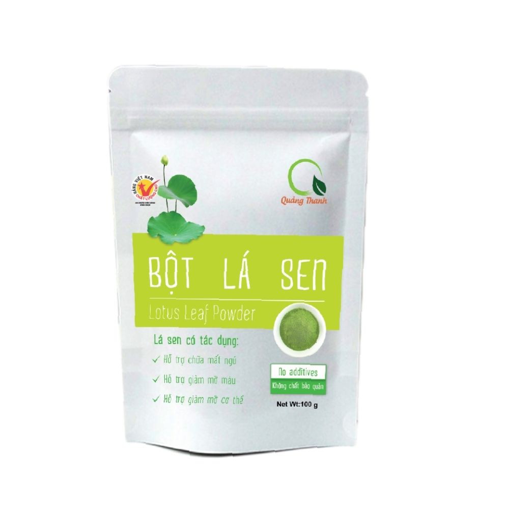 Bột Lá Sen Quảng Thanh gói 100g - 100% lá sen tươi, sấy lạnh tiệt trùng và nghiền siêu mịn