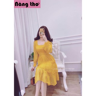 Đầm nữ ba tầng nhúm bèo thanh lịch phối ren