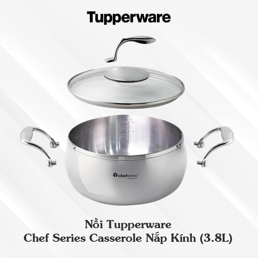 NỒI T CHEF SERIES CASSEROLE 3.8L NẮP KÍNH - HÀNG CHÍNH HÃNG TUPPERWARE PHÂN PHỐI TẠI VIỆT NAM