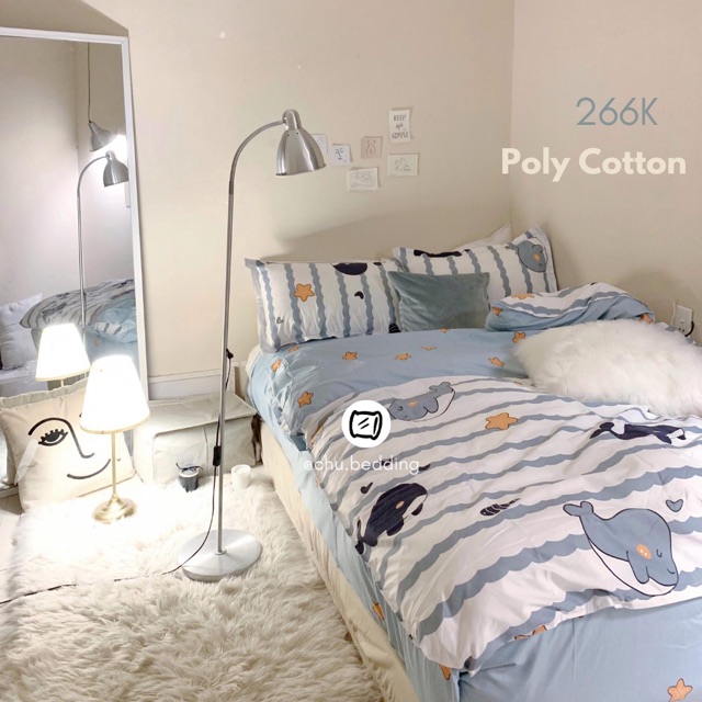 Set chăn ga gối poly cotton: chú heo xanh 🐳