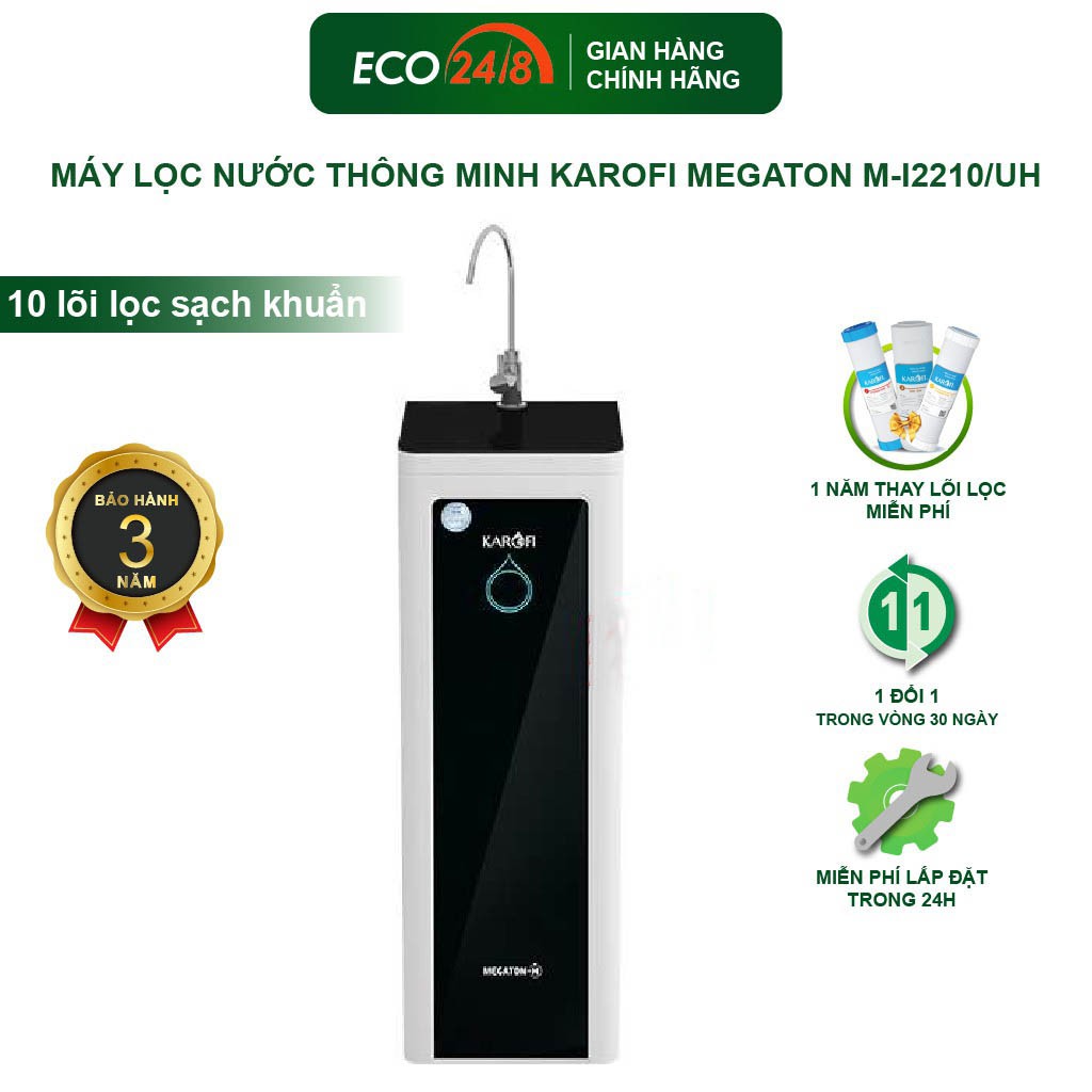 Máy Lọc Nước Thông Minh KAROFI MEGATON M-I2210/UH - 10 Cấp Lọc Sạch 99,99% Tạp Chất, Vi Khuẩn