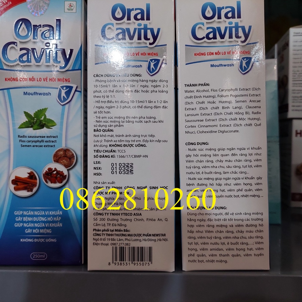 Nước súc miệng thảo dược Oral Cavity - lọ 250ml nước xúc miệng chính hãng date mới nhất