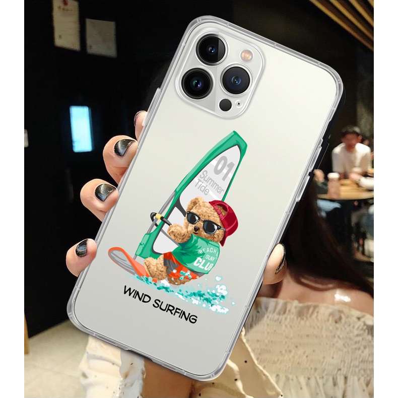 Vỏ ốp iPhone TPU dẻo trong suốt Bear Doll cho iPhone 6plus đến 13 pro max - Chinchincase