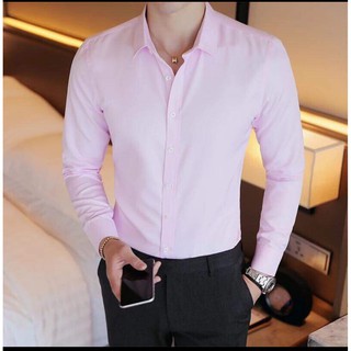 [HÀNG VNXK - CHẤT MÁT] Áo sơ mi dài tay công sở chất đẹp dáng Hàn Quốc màu hồng phấn