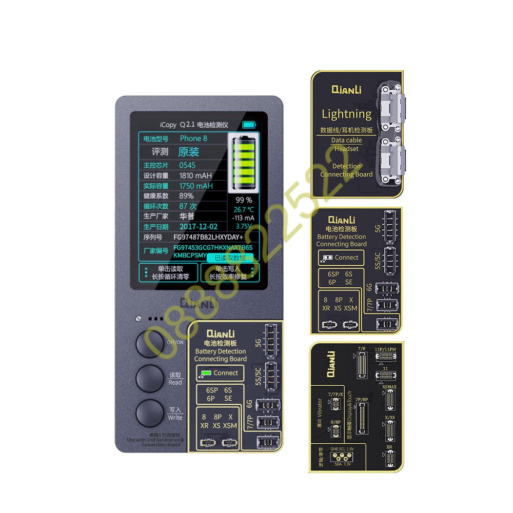 Box QianLi iCopy Plus 2.1 fix Pin và Màn hình iP hỗ trợ đến 12 Pro Max (4 mạch)