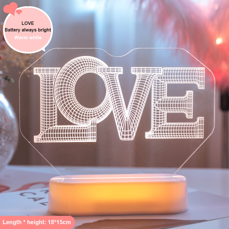 Đèn Lồng Led 3d Hình Trái Tim / Chữ Love Trang Trí Phòng