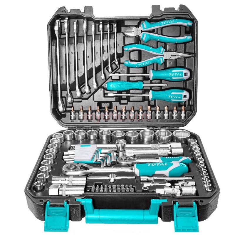 Bộ Công Cụ , Dụng Cụ Sửa Xe 100 chi tiết Total / THKTHP21006 / Bảo Quản Vali Nhựa Cao Cấp / Thép Cr-v