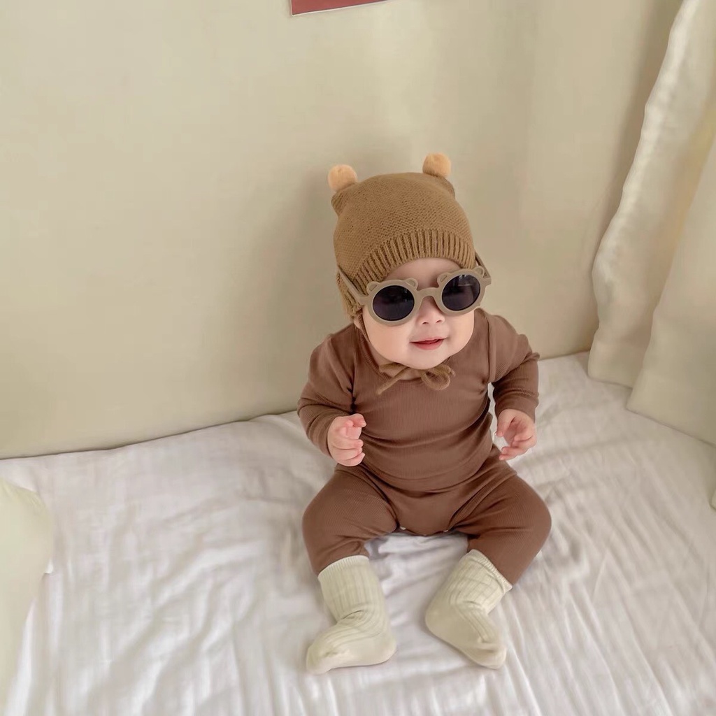 Mũ len cho bé - Mũ len Tai gấu có dây buộc chất len mềm nhiều màu xinh xắn dễ thương cho bé từ 0-3 tuổi ML03
