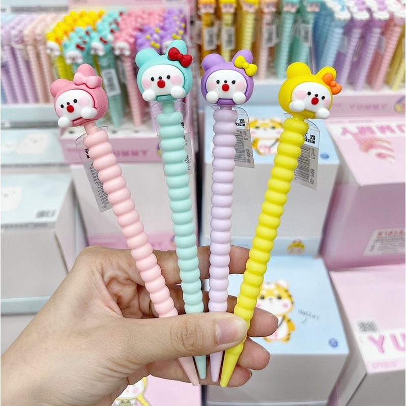 Bút chì bấm 0.5mm mẫu mông đào, lông vũ, đầu thú cute - bút chì bấm dễ thương