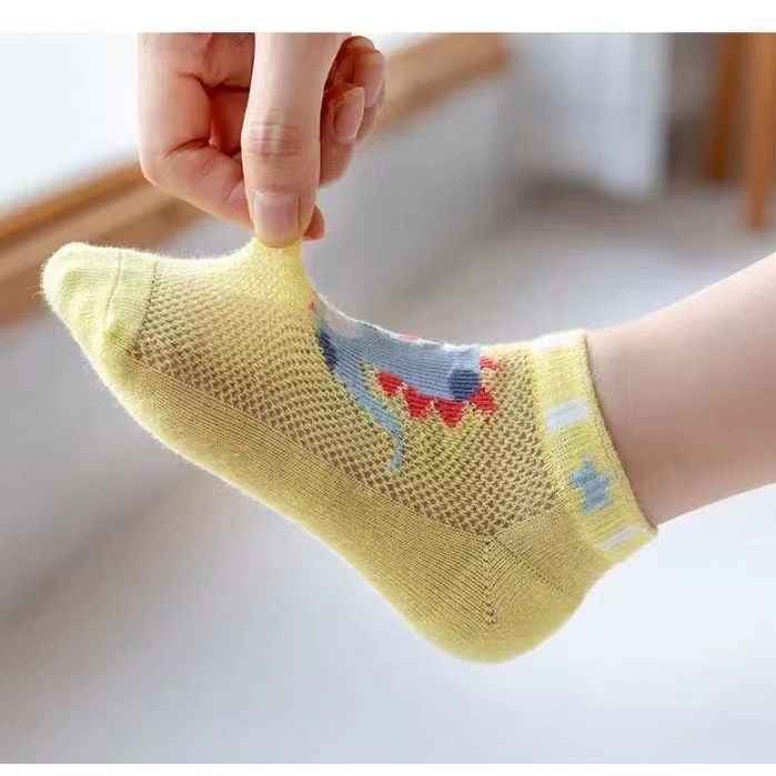 Set 5 Đôi Tất Lưới Mỏng Thoáng Khí Họa Tiết Hoạt Hình Cho Bé 1-12 Tuổi