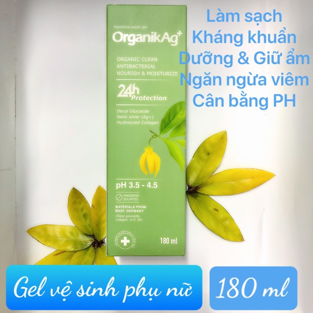 Gel Vệ Sinh Phụ Nữ OrganikAg+ Nguyên Liệu Nhập Khẩu Gemany Chai 180ml