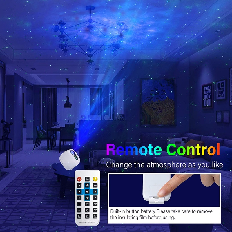 Đèn thiên hà V2, đèn bay phòng chiếu trần trăng non kết nối loa bluetooth siêu bay