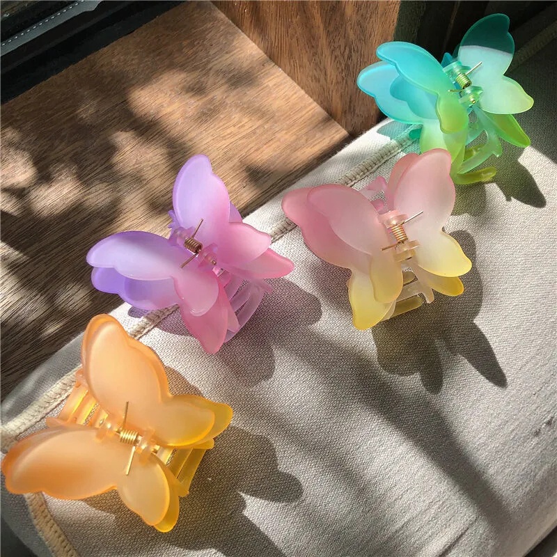 Kẹp Tóc Càng Cua Hai Lớp Bằng Acrylic Màu Gradient Thời Trang Dành Cho Nữ