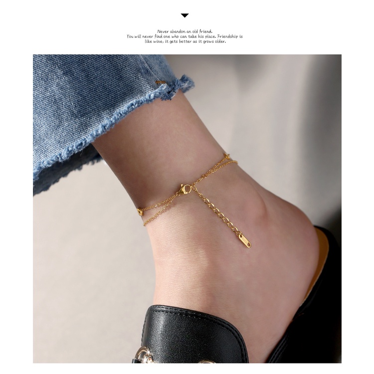 [FreeShip] Lắc chân nữ titan bốn đồng xu thời trang O1-206 - CAM KẾT KHÔNG BAY MÀU