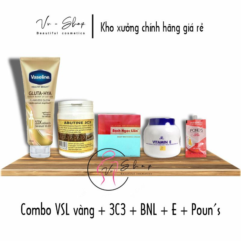 Combo VSL Vaseline Bạch ngọc liên BNL Abutine 3C3 E xanh Pond - tẩy siêu mạnh chuẩn loại 1