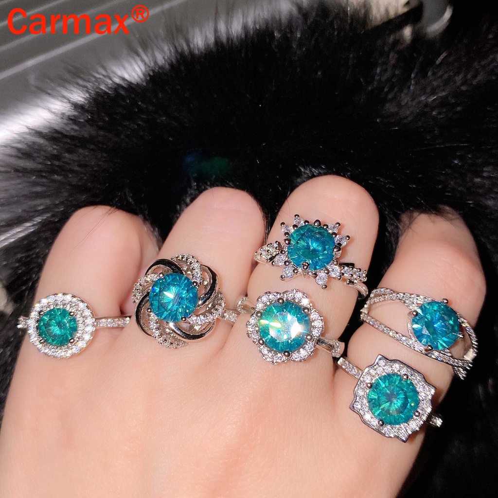 Nhẫn Moissanite Màu Xanh Lá Và Xanh Dương Đơn Giản Thanh Lịch