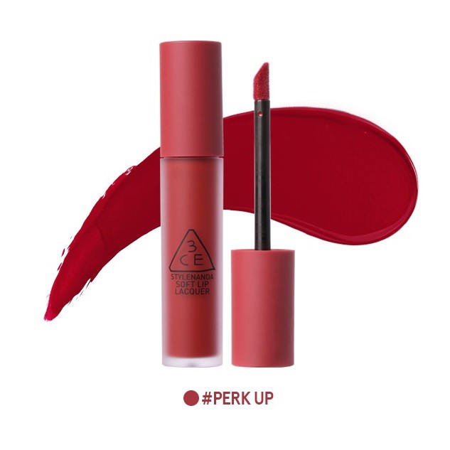 Son Kem Lì 3CE Soft Lip Lacquer #Perk Up - Tone Đỏ Hồng Trầm