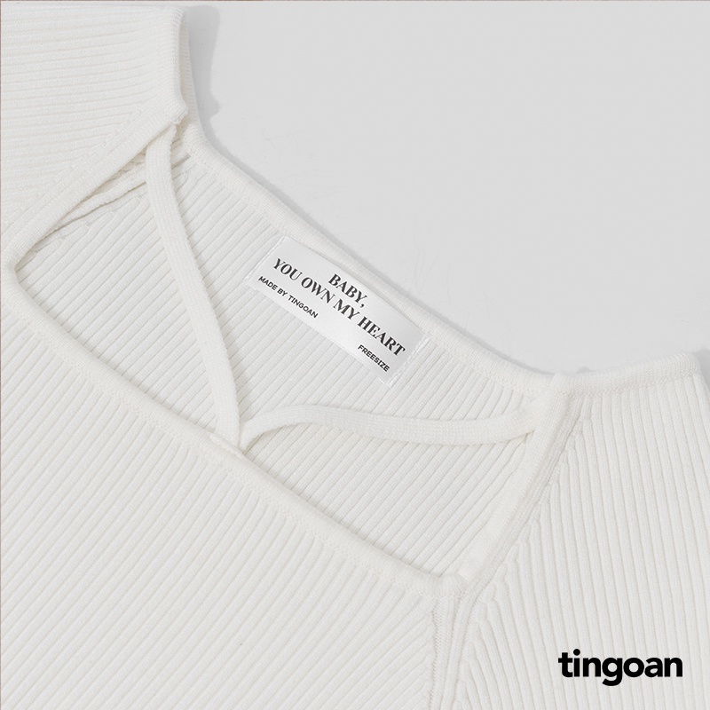 TINGOAN® - Áo len xù crop ngắn tay chéo dây trắng MISSIN' U TOP/WH phiên bản mới nhất tháng 10 năm 2023