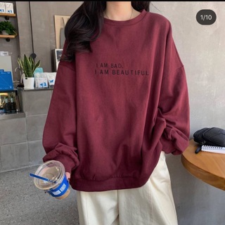 Áo nỉ 2 màu đỏ đô - đen