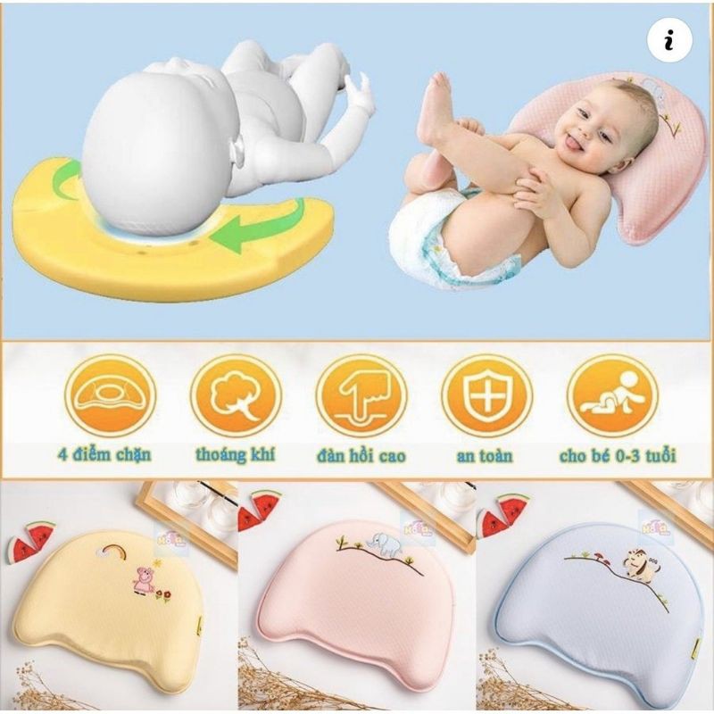 Booboo Baby - Gối cao su non, Gối chống bẹp méo đầu Babymoov an toàn tiện dụng