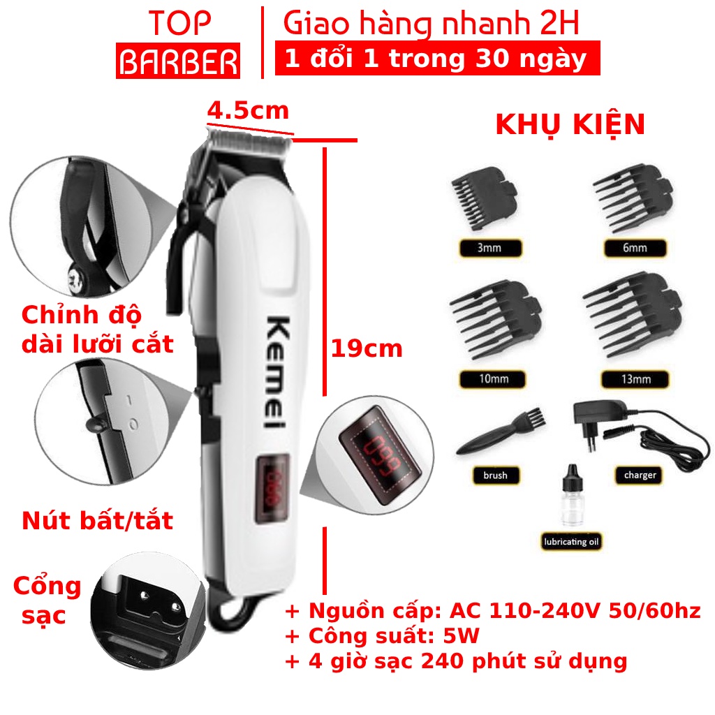 Tông đơ cắt tóc kiêm cạo râu và tỉa lông mũi 3 trong 1 Kemei KM 1407 - 809A- 830- 1998 Hot 2021