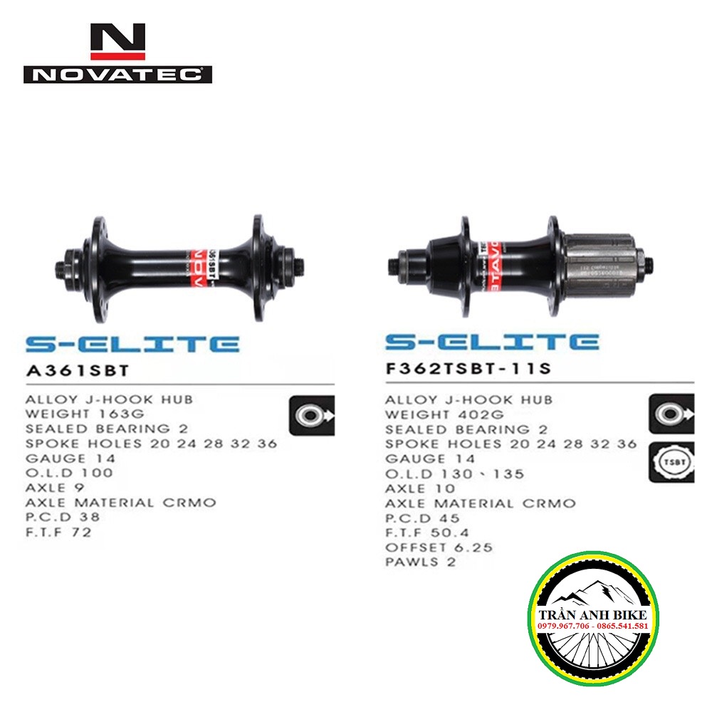 Moay ơ Hub xe đạp NOVATEC A361SBT/F362TSBT 20/24 Lỗ