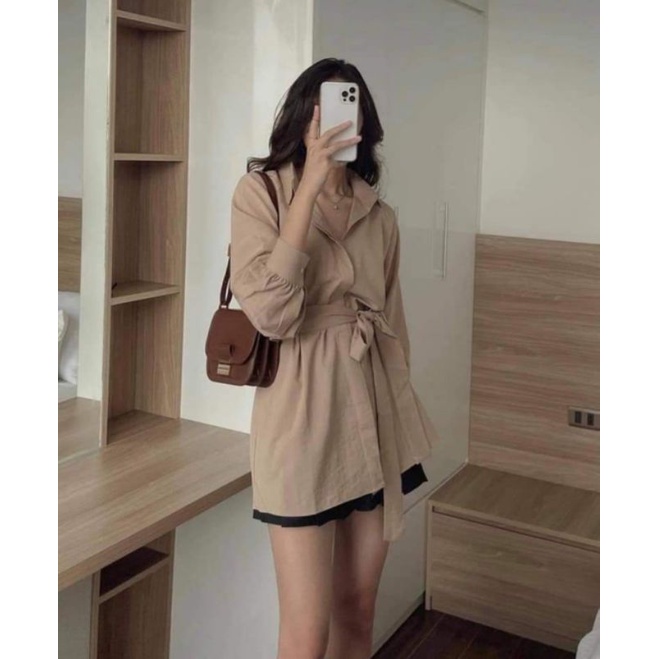 Set sơ mi chân váy nữ thắt eo năng động phong cách chất mịn mát