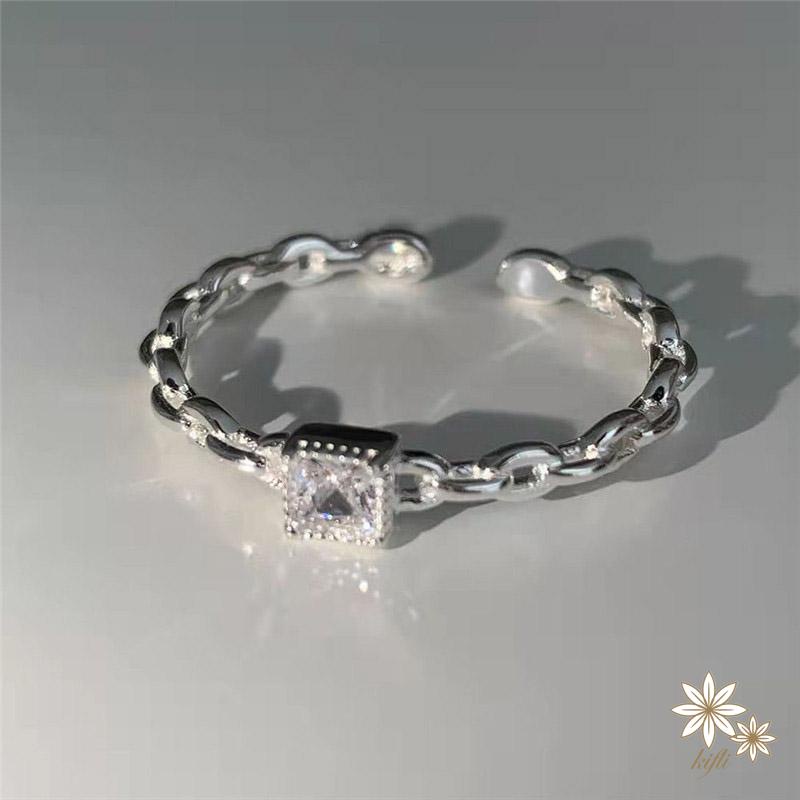 Nhẫn Đeo Tay Đính Kim Cương Hình Vuông Không Phai Màu Thiết Kế Điều Chỉnh Được Cho Học Sinh Nữ