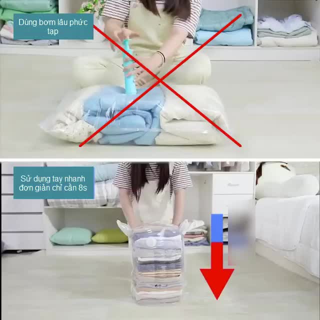 Túi hút chân không đựng quần áo, chăn màn dùng tay Túi Hút Chân Không Không Cần Bơm Elashome | BigBuy360 - bigbuy360.vn