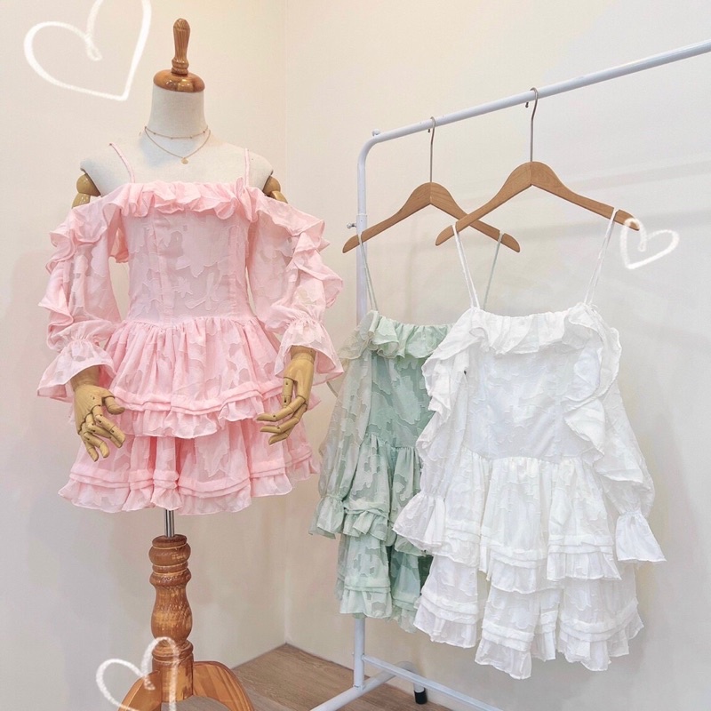 Đầm gấm bèo viền ren bẹt vai tay dài siêu xinh hàng cao cấp,váy nữ thời trang chất siêu xịn mịn