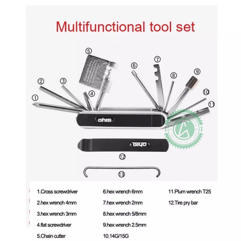 BỘ TOOL GIYO CHÍNH HÃNG 13 CHỨC NĂNG_CàoCàoBikeShop