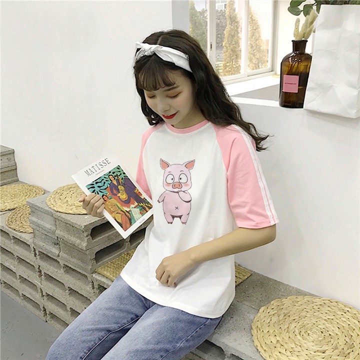 Áo Thun Nữ Tay Ráp Lăng Hình Heo Con Cute ATN4588