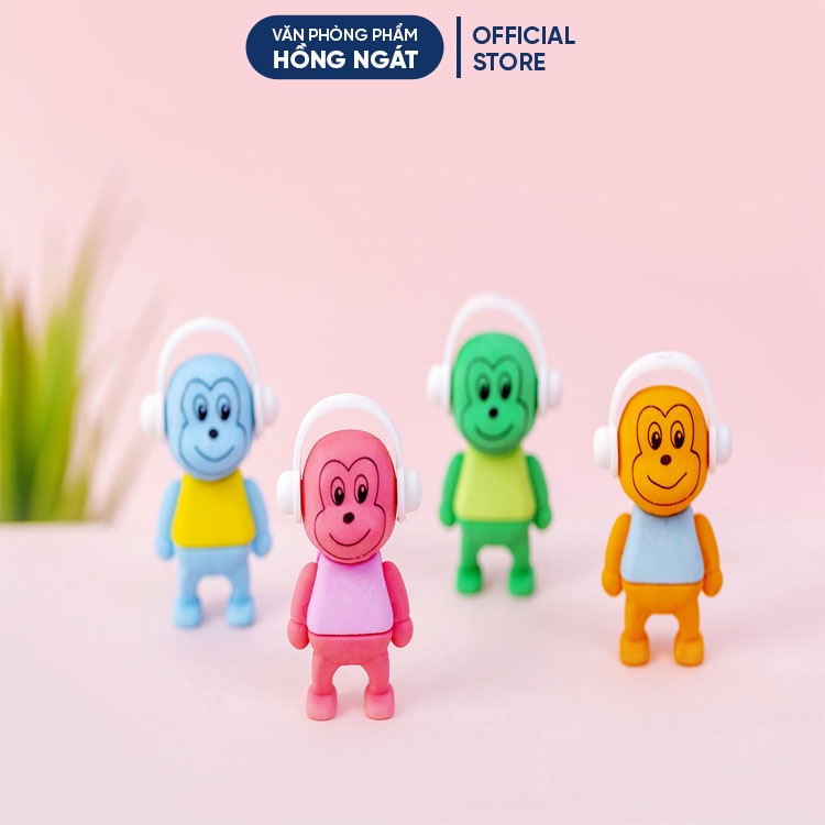 Tẩy bút chì khỉ nghe nhạc, đồ dùng học tập dễ thương gôm tẩy cute giá rẻ làm quà tặng học sinh văn phòng phẩm T41