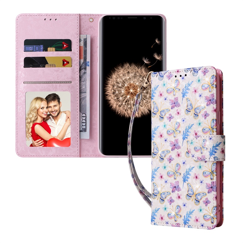 Sang Trọng Bao Da Điện Thoại pu Hình Hoa Và Bướm Cho samsung galaxy s23 fe a05 a51 a12 f12 m12 s9 plus s8 plus s8 + s9 + Ốp