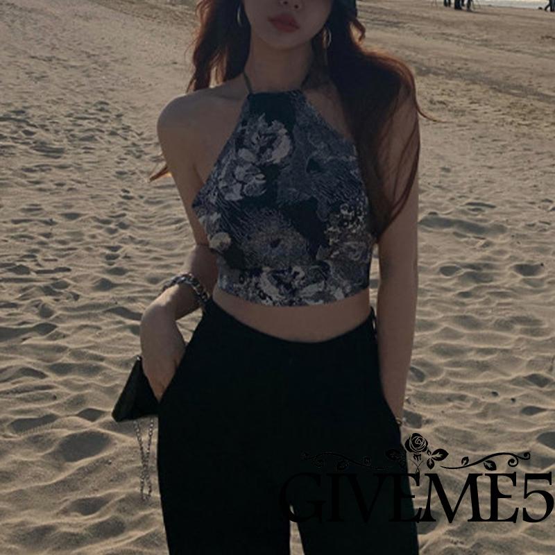 Áo Croptop Không Tay In Họa Tiết Thời Trang Mùa Hè Dành Cho Nữ