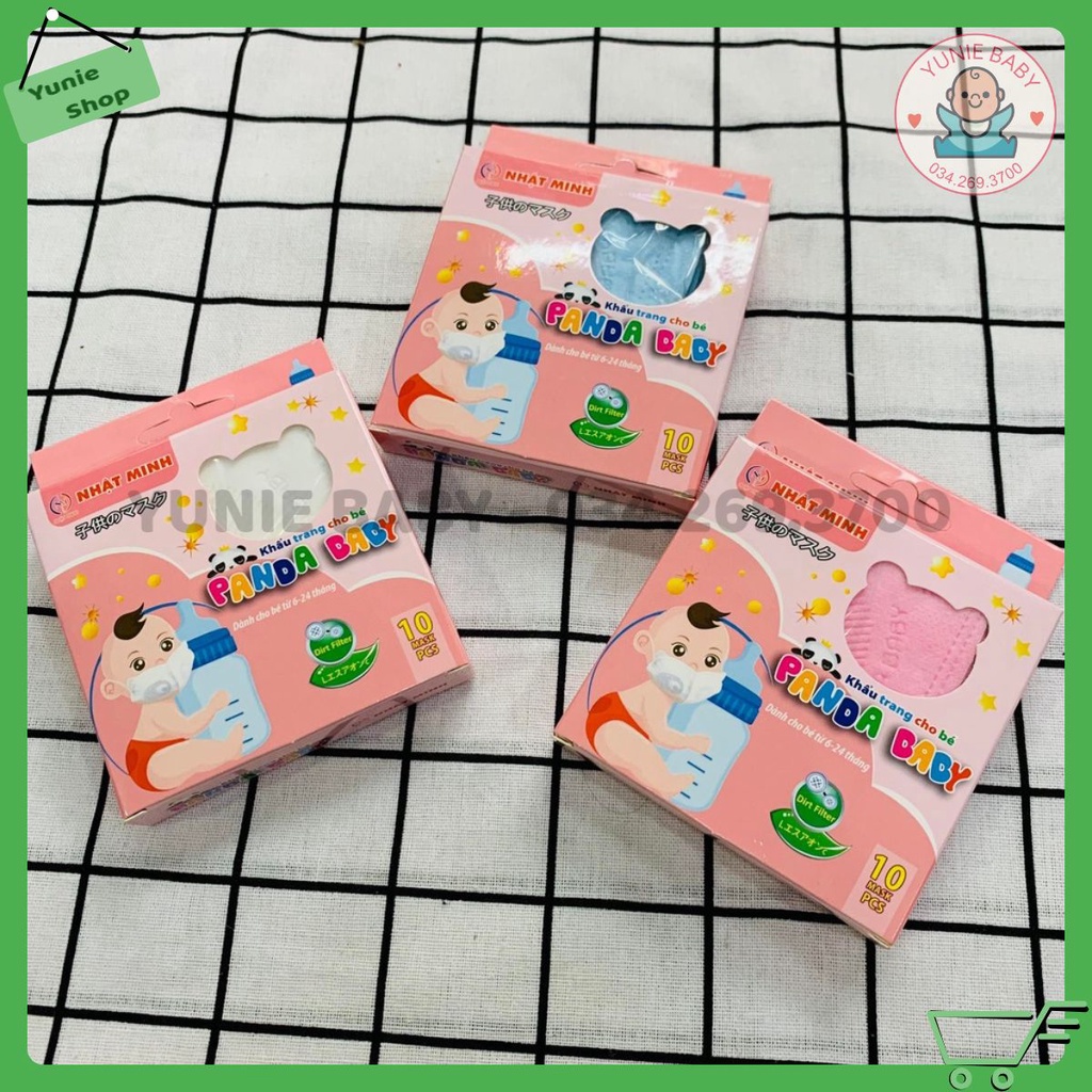 [Hộp 10 cái] Khẩu trang 3 lớp trẻ em Panda Kids