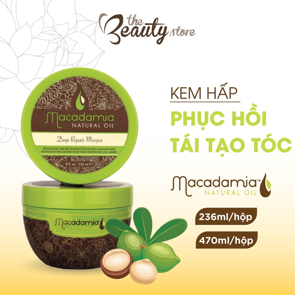 Kem Ủ Tóc Phục Hồi Hư Tổn Macadamia, Siêu Tái Tạo và Trẻ Hóa Mái Tóc Hư Tổn Deep Repair Masque 236ml - 470ml M_3010